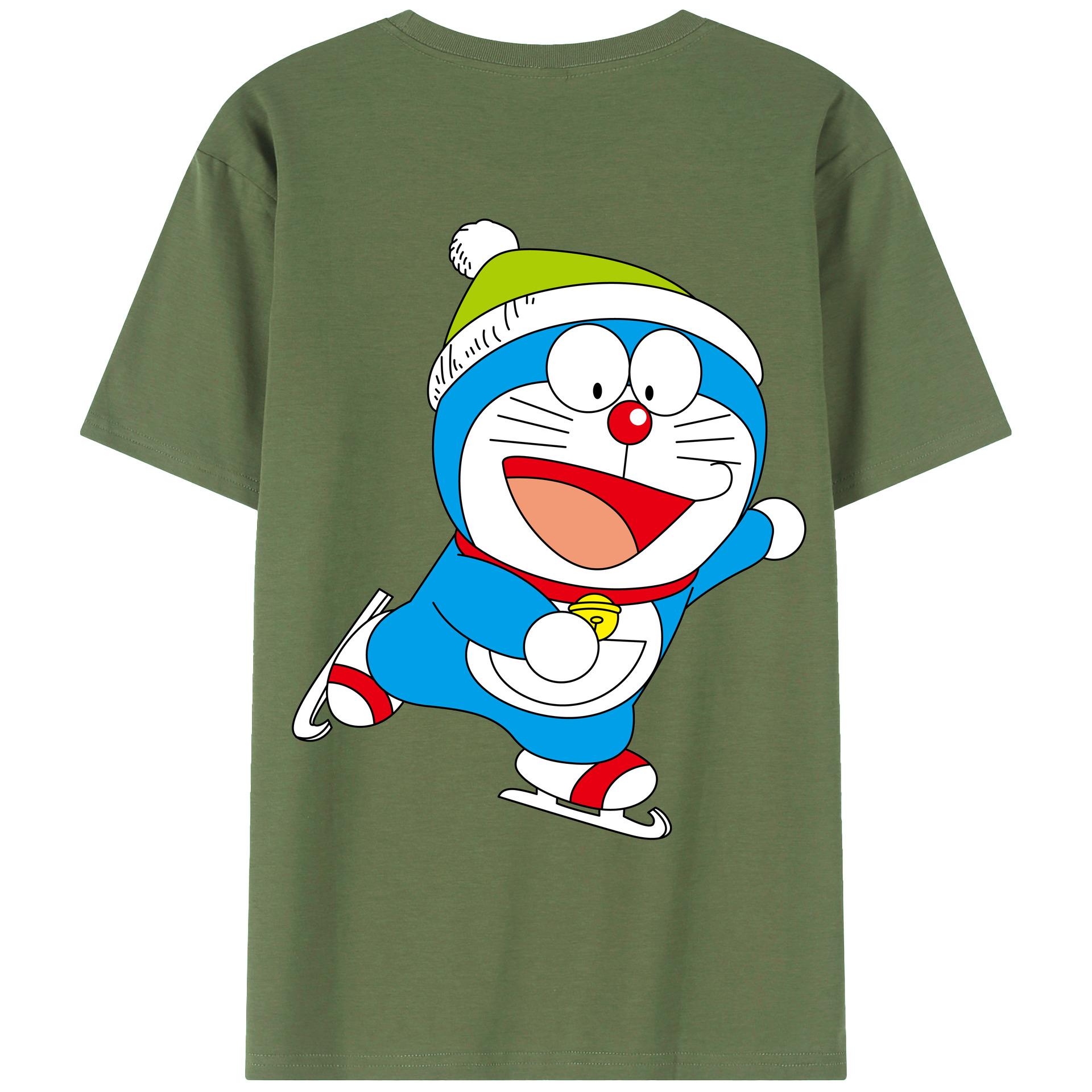 （画像用） ドラえもん Doraemon 綿100％ メンズ半袖Tシャツ（バックプリント） 通気性